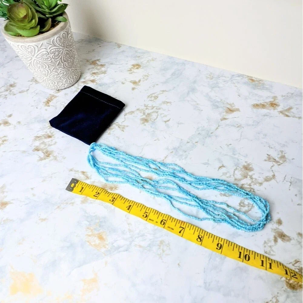 Multiple strand blue bead necklace Teal Turquoise